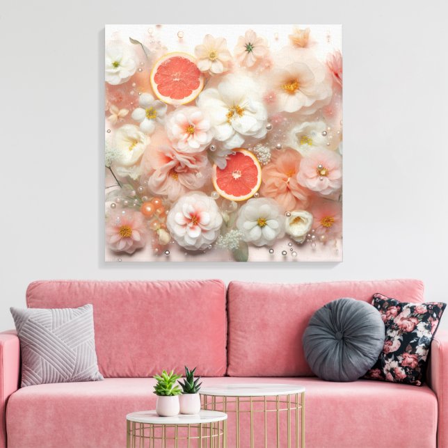 Grapefruit und Blume Abstrakt Leinwanddruck (Insitu (Wohnzimmer))