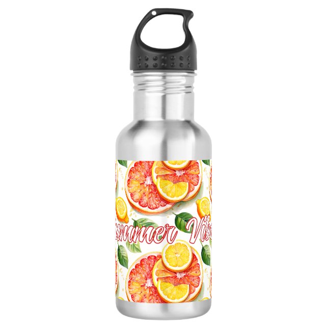 Grapefruit und Lemons Summer Vibes Edelstahlflasche (Vorderseite)