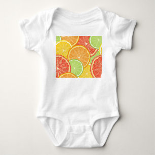 Grapefruit und orange abstrakter Hintergrund. Baby Strampler