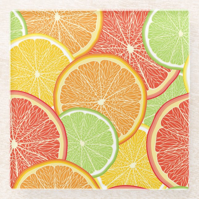 Grapefruit und orange abstrakter Hintergrund. Glasuntersetzer (Vorderseite)