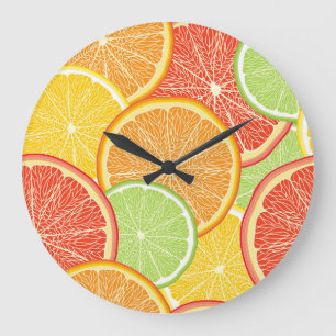 Grapefruit und orange abstrakter Hintergrund. Große Wanduhr