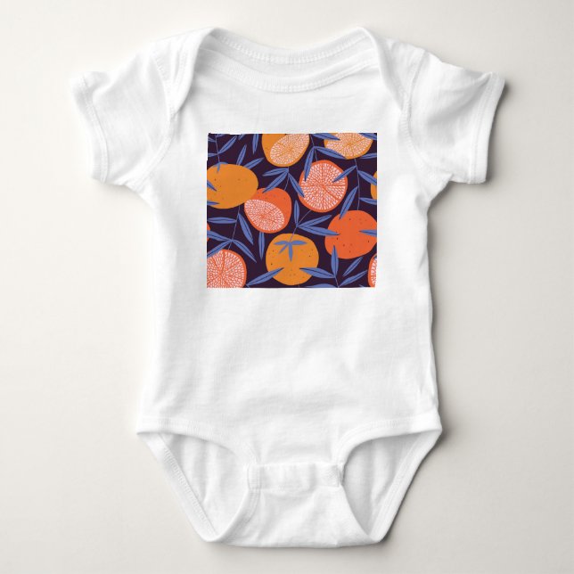 Grapefruit Vintag, tropisches Fruchtmuster. Baby Strampler (Vorderseite)