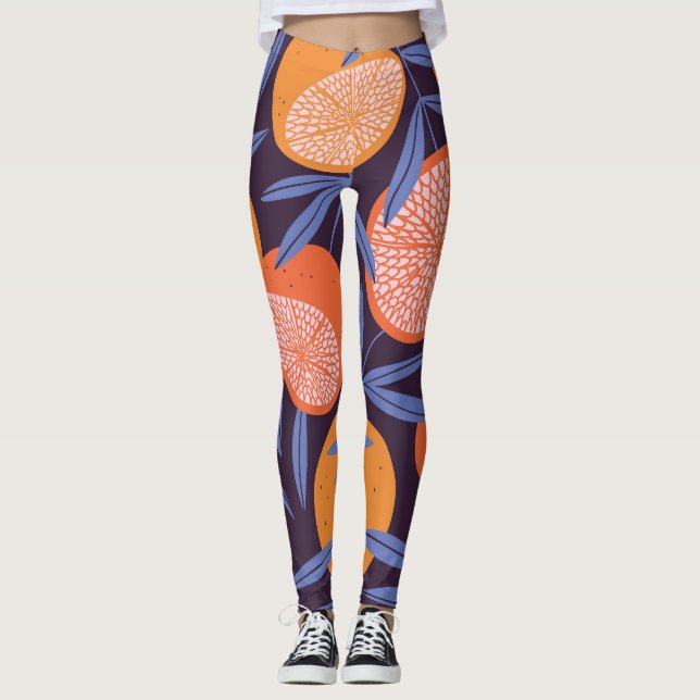 Grapefruit Vintag, tropisches Fruchtmuster. Leggings (Vorderseite)