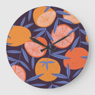Grapefruit Vintage, Tropisches Fruchtmuster. Große Wanduhr