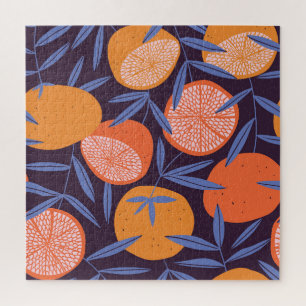 Grapefruit Vintage, Tropisches Fruchtmuster. Puzzle
