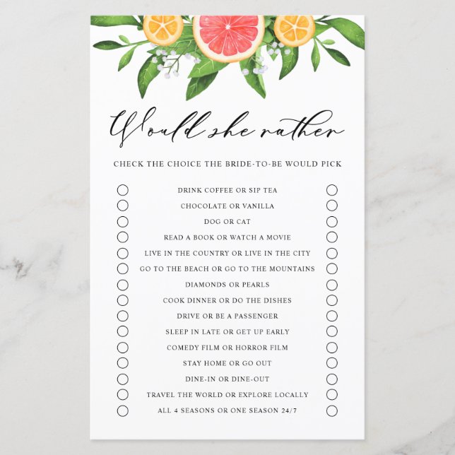 Grapefruit würde eher Brautparty spielen (Vorderseite)