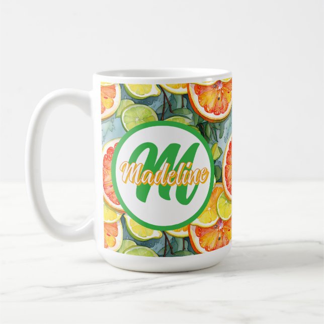 Grapefruit, Zitronen, Limonen und Orangen Citrus Kaffeetasse (Links)
