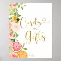 Grapefruit-Zitrus-Hochzeitsdusche-Karten und Gesch
