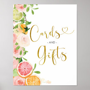 Grapefruit-Zitrus-Hochzeitsdusche-Karten und Gesch Poster