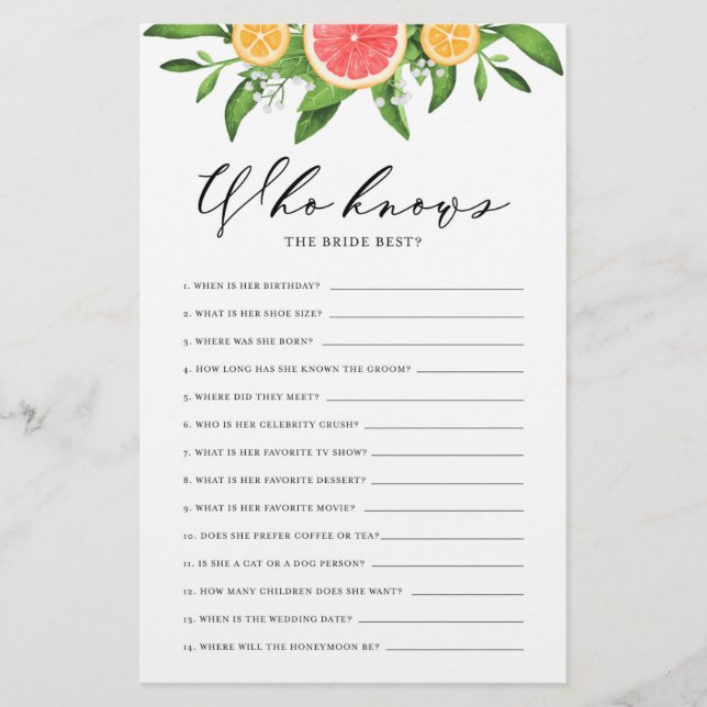 Grapefruits und Orangen, die die Braut am besten k (Vorderseite)