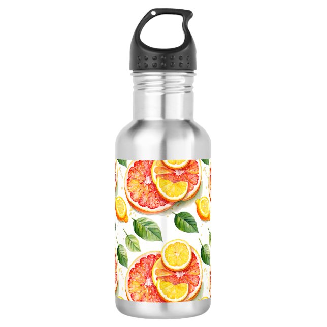 Grapefruits und Zitronenfrüchte Edelstahlflasche (Vorderseite)
