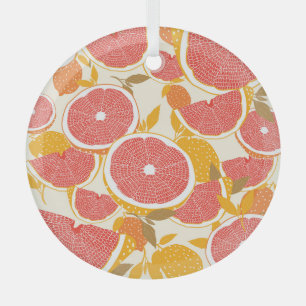 Grapefruitscheiben mit Blätter Ornament Aus Glas