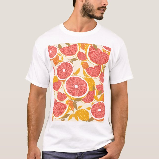 Grapefruitscheiben mit Blätter T-Shirt (Vorderseite)