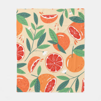 Grapefruitscheiben, modernes, nahtloses Muster. Fleecedecke
