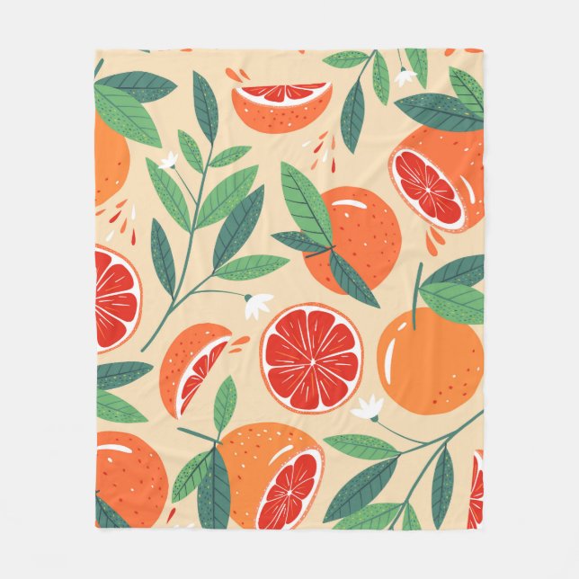 Grapefruitscheiben, modernes, nahtloses Muster. Fleecedecke (Vorderseite)