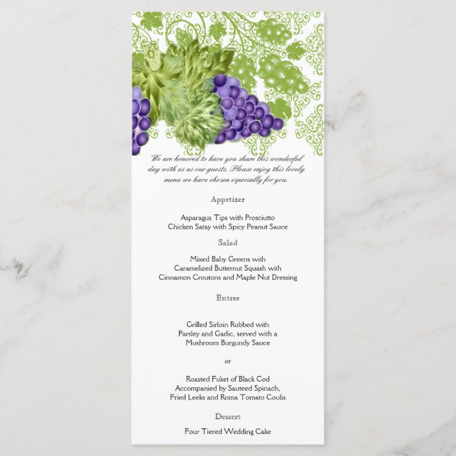 Grapevine Garden Wedding Menu Menükarte (Vorderseite)