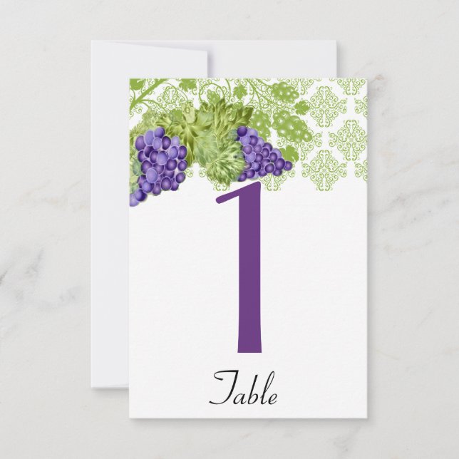 Grapevine Garden Wedding Tischnummer (Vorderseite)