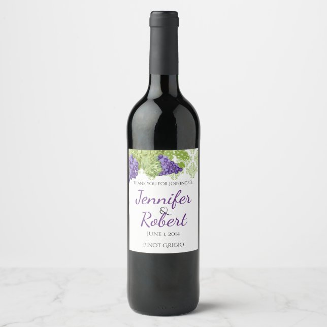 Grapevine Garden Wedding Wine Label Weinetikett (Vorderseite)