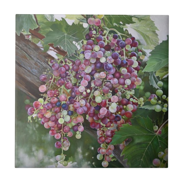Grapevine Glorie — Hyperrealistische Weinbaukunst  Fliese (Vorderseite)