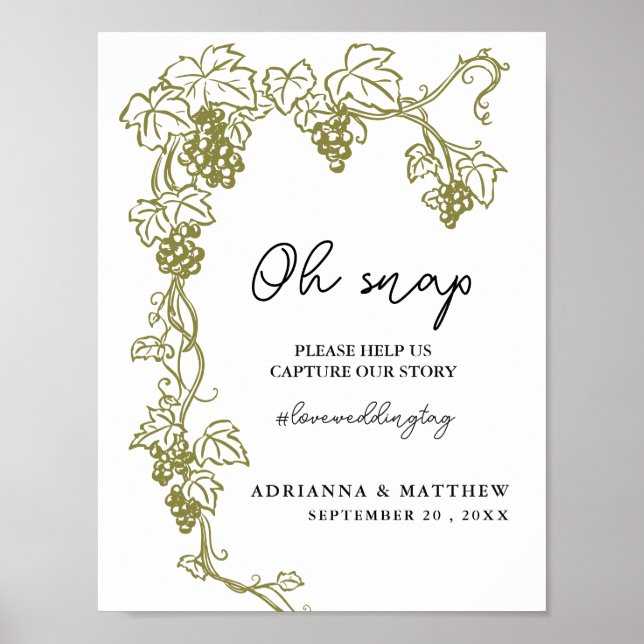 Grapevine | Italien Wedding Sign Poster (Vorne)