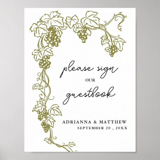 Grapevine | Italien Wedding Sign Poster (Vorne)