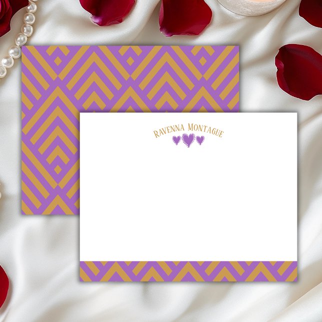 Grapevine Modern Hearts Striped Fans Note Card Mitteilungskarte (Von Creator hochgeladen)