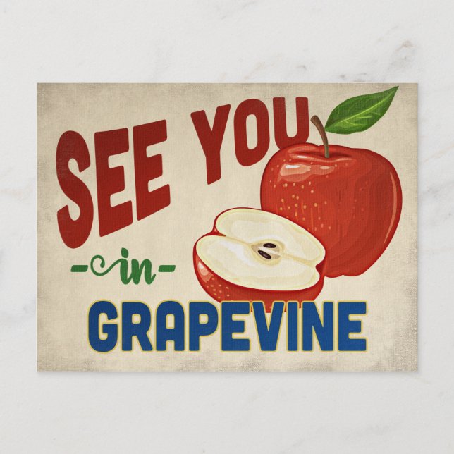 Grapevine Texas Apple - Vintage Travel Postkarte (Vorderseite)