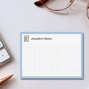 Graph Grid mit Zwischenablage und Pen Blue Post-it Klebezettel