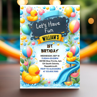 Graph Splash Bubbles Summer Duck Foam 1. Geburtsta Einladung