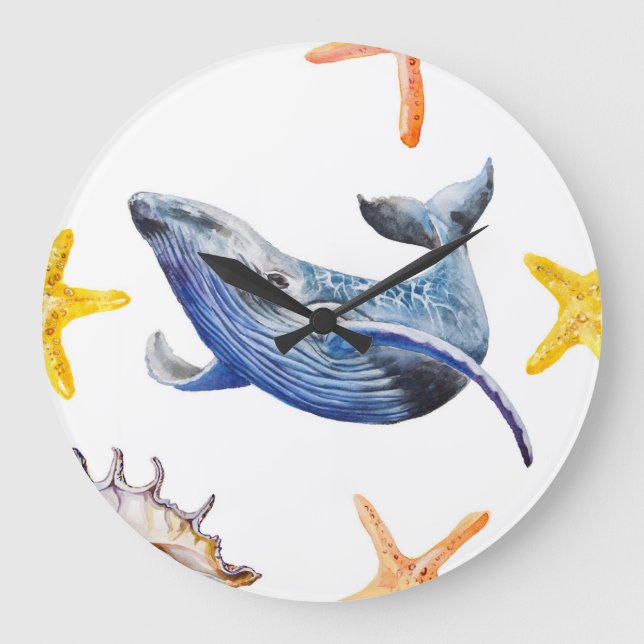 Graph Whale Große Wanduhr (Vorderseite)