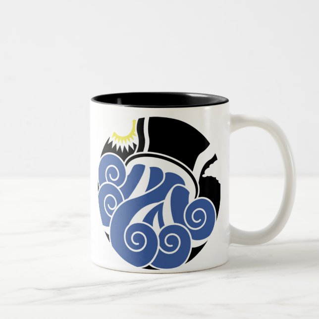 Graphic Aquarius Wasserwirbeln aus Vase Zweifarbige Tasse (Rechts)