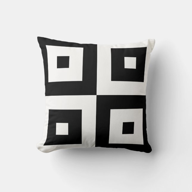 Graphic Black and White Squares Throw Kissen (Vorderseite)