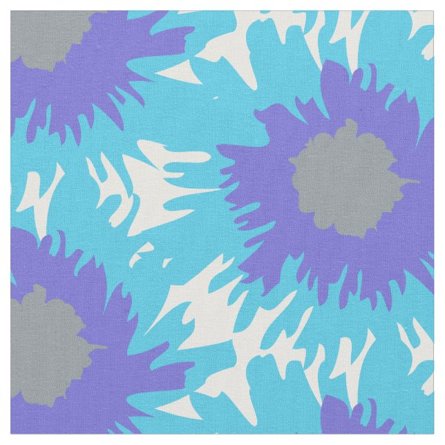 Graphic blue lila Single Mohnkunstmuster Stoff (Nahaufnahme)