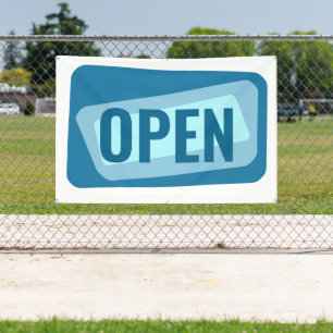 Graphic Blue OPEN Banner