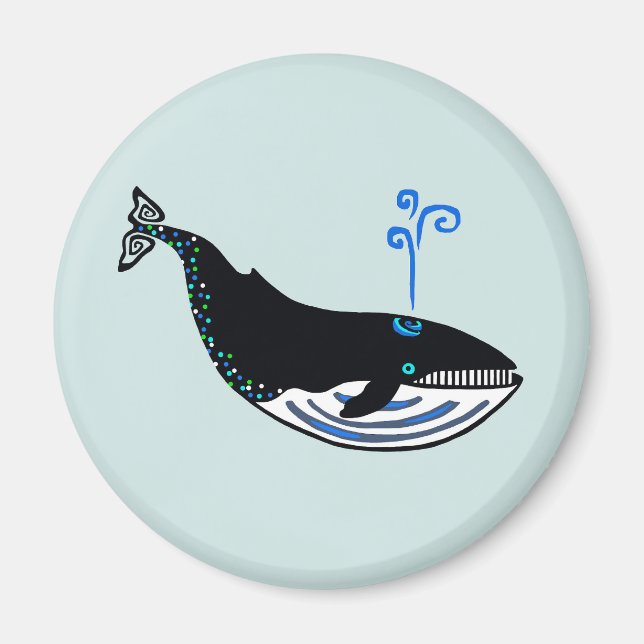 Graphic- Blue WHALE - Wildlife - Ocean spray - Magnet (Vorne)