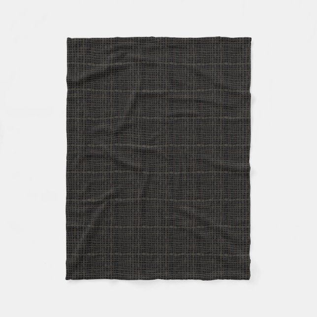 Graphic Burlap Woven Strings Monocolor Black Fleecedecke (Vorderseite)