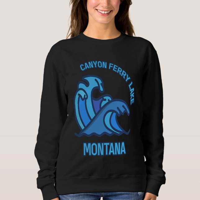 Graphic Canyon Ferry Lake Montana Pocket Wave Souv Sweatshirt (Vorderseite)