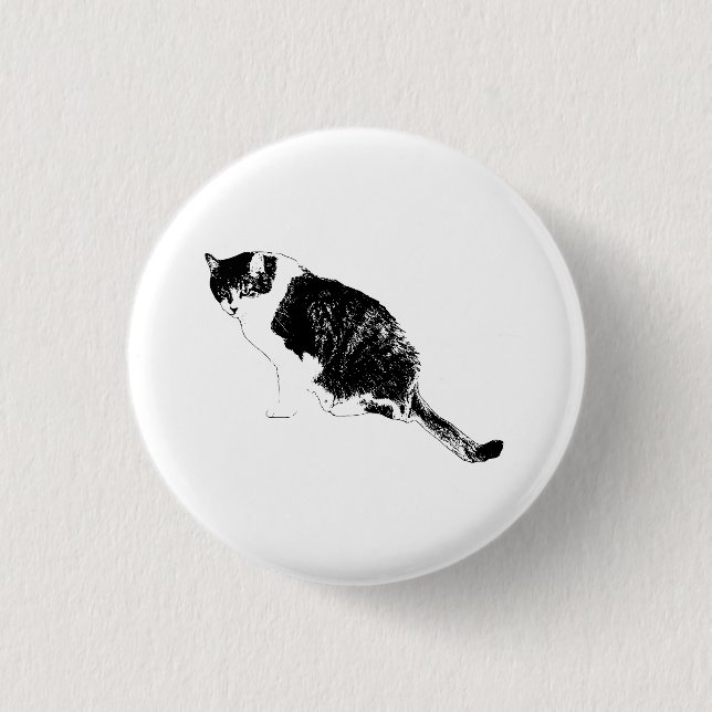 Graphic Cat Pin Adds Edge to Apparel Button (Vorderseite)