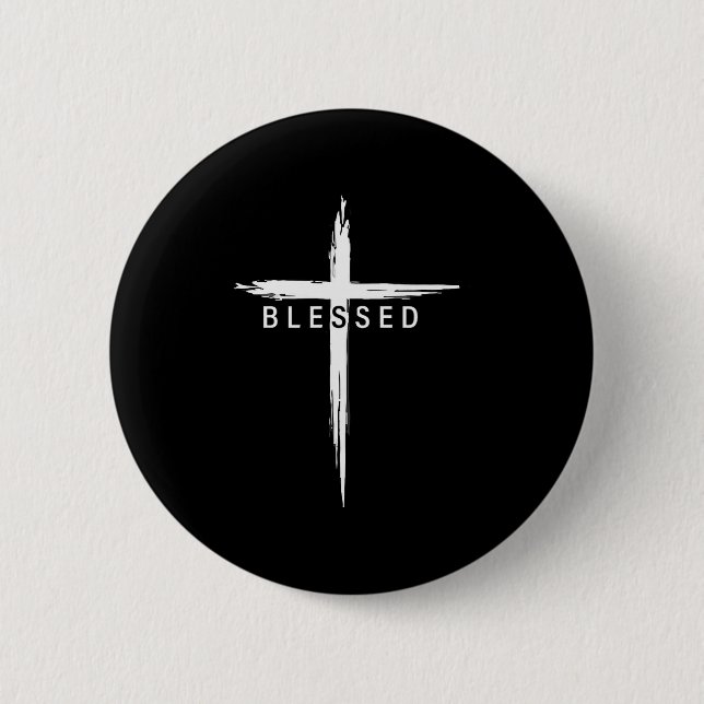 Graphic Christian Cross Jesus Christ Men Women Ble Button (Vorderseite)