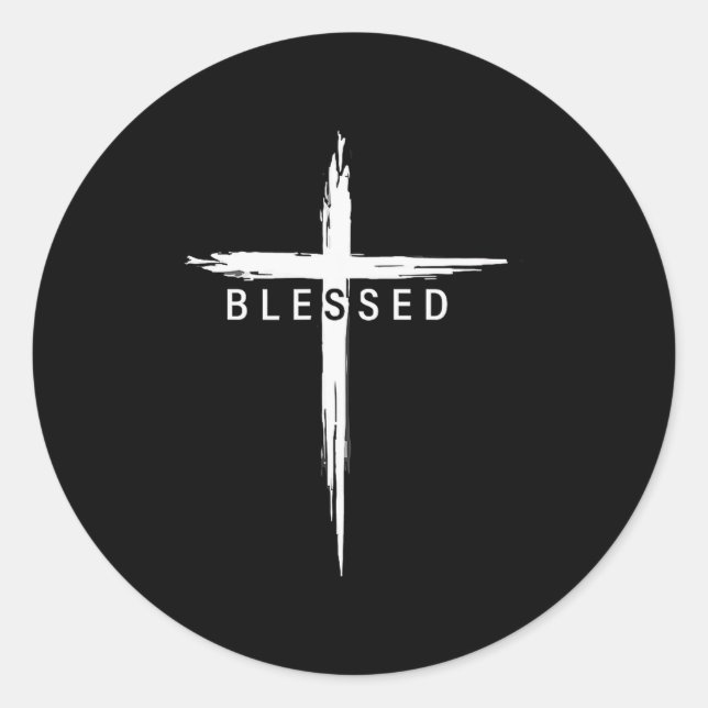 Graphic Christian Cross Jesus Christ Men Women Ble Runder Aufkleber (Vorderseite)