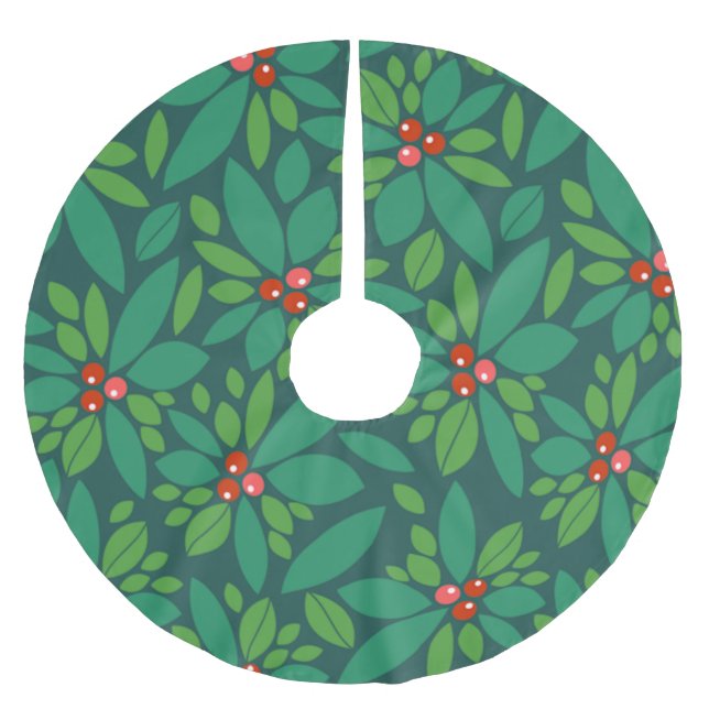 Graphic Christmas Holly Polyester Weihnachtsbaumdecke (Vorderseite)