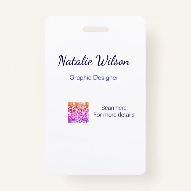 Graphic designer name scan QR code details profess Ausweis (Vorderseite)