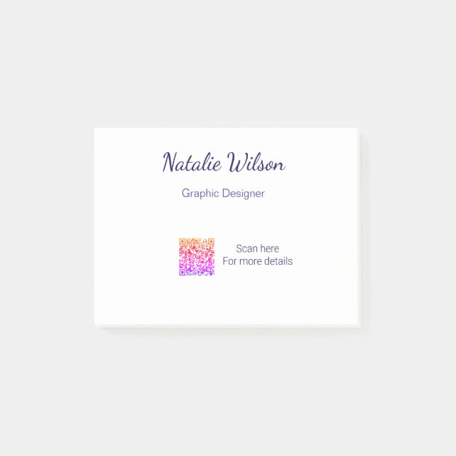 Graphic designer name scan QR code details profess Post-it Klebezettel (Vorderseite)