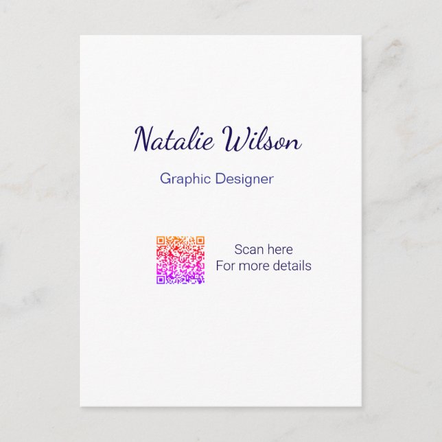 Graphic designer name scan QR code details profess Postkarte (Vorderseite)