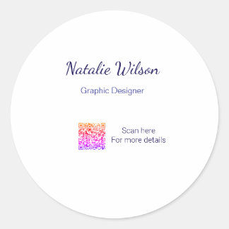 Graphic designer name scan QR code details profess Runder Aufkleber