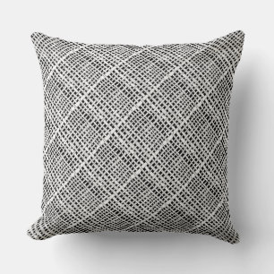 Graphic Diagonal Woven Burlap Silver Kissen