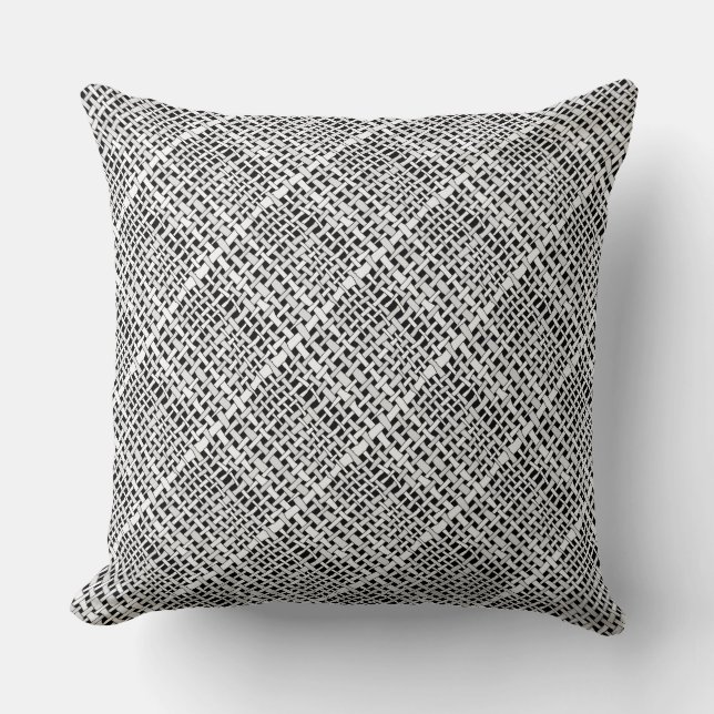 Graphic Diagonal Woven Burlap Silver Kissen (Vorderseite)
