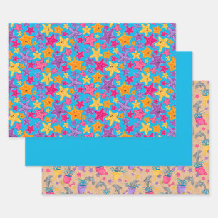 Graphic Dolphin Starfish Bold Under the Sea Geschenkpapier Set
