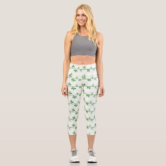 Graphic Floral Seamless Muster Capri Leggings (Vorderseite)