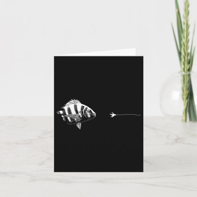 Graphic Fly Fishing Hook Line - Fish Sheepshead Karte (Vorderseite)